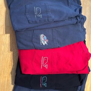Vineyard Vines Navy Crew Neck Tee with Whale Logo - 5 (4 long sleeve, 1 short)